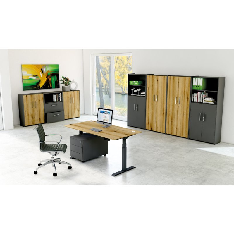 Kerkmann Home-like stelling, 2 legborden, 800 mm breed, antraciet
